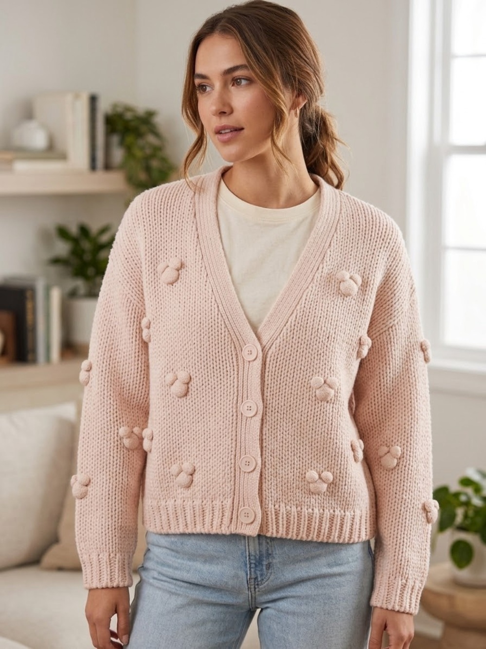 PTP 22” MSRP $110.00 Disney Pom-Pom Knit Button sweater